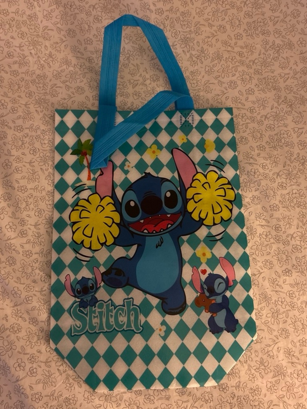 Disney Stitch Cheer Tote Bag in Teal, Blue and Yellow